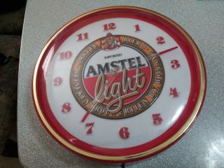 Vintage Amstel Light Beer Bar Advertising Wall Clock / Sign Decor