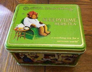 Celestial Seasonings Vtg Sleepytime Herb Teddy Bear Chamomile Tea Box Tin 6