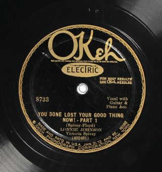 Lonnie Johnson Okeh 8733 E,  Pre War Blues 78