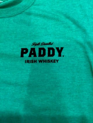 Men’s Paddy Irish Whiskey Triple Distilled Green Tee Shirt Medium And 2xl