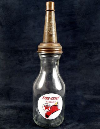 Texaco™ Fire - Chief Quart Motor Oil Bottle With Metal Spout & Dust Cap