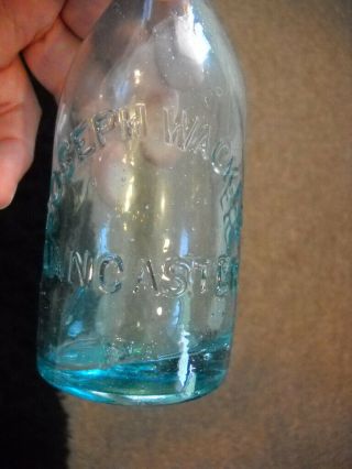 JOSEPH WACKER LANCASTER PA aqua soda 1860 ' s Squat applied top crude 2