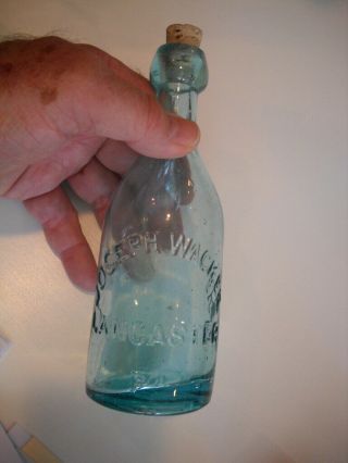 JOSEPH WACKER LANCASTER PA aqua soda 1860 ' s Squat applied top crude 3