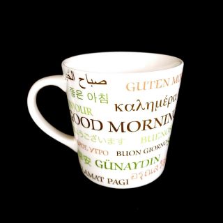 Starbucks Coffee 2006 Cup Mug " Good Morning " In Different Languages 17oz Cream