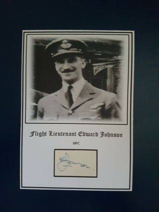 Raf Wwii Bomber Command 617 Squadron Dambuster Edward Johnson Dfc Signed
