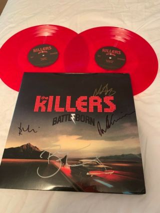 The Killers Signed Blood Red 2x Lp Battle Born Vinyl Brandon Flowers