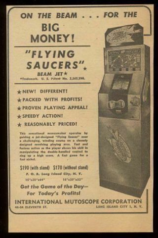1950 Mutoscope Flying Saucers Coin - Op Arcade Game Machine Trade Ad