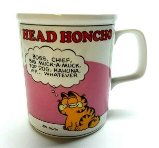 Vintage 1978 Garfield " Head Honcho " Jim Davis Cat Coffee Mug