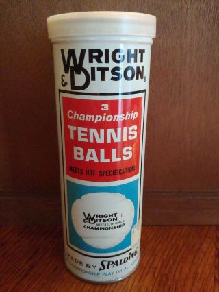 Rare Vintage Wright & Ditson Championship Tennis Balls Turn Key Tin Can