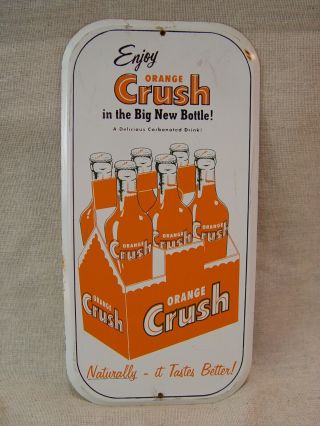 Orange Crush In The Big Bottle Metal Advertising Soda Door Push Sign