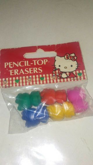 Vintage Hello Kitty Pencil Top Erasers Pack Of 5