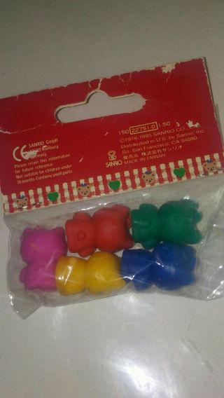 VINTAGE HELLO KITTY PENCIL TOP ERASERS PACK OF 5 2