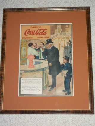 1907 Framed Ad " Youth,  Young Manhood,  Age " 5¢ Ceramic China Dispenser Soda Fountain