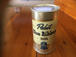 Old Pabst Blue Ribbon Withdrawn Flat Top Beer Metal Can Keglined