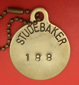 Old Brass Studebaker Car Co Tool Check Brass Tag; Automotive Factory