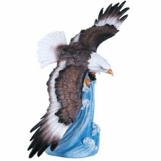 11597 American Bald Eagle Soaring Over Waters Statue Figurine