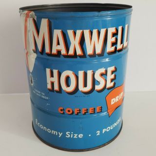 Vintage Maxwell House Coffee Can Tin 2 Pound No Lid