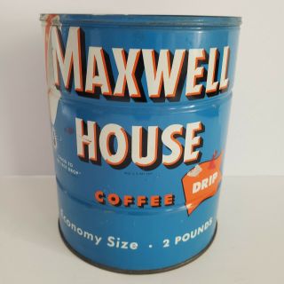 Vintage Maxwell House Coffee Can Tin 2 Pound No Lid 2