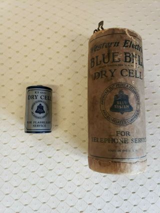 Antique W.  E.  & At&t Batteries Telephone & Flashlight Circa 1920 - 40 