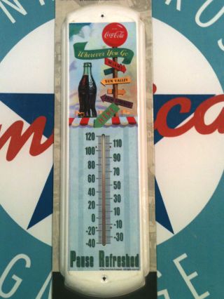 Classic Coca Cola - Refresh Yourself - Retro Powder Finished Thermometer