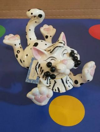 2005 Whimsiclay By Amy Lacombe Signed Cat Figurine 86217 " Limbo " Rare