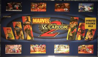 Marvel Vs Capcom 2 Big Blue Dynamo Arcade Marquee 27 " X 15.  5 "