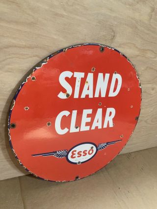 Esso Stand Clear Pump Porcelain Gasoline Oil Advertising Sign
