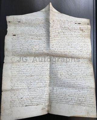 1572 French Signed Manuscript Document On Vellum - Oversized 19 " X 24 "