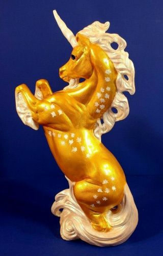 HAND PAINTED CERAMIC GOLDEN REARING UNICORN STALLION - SIGNED BY ARTIST 2