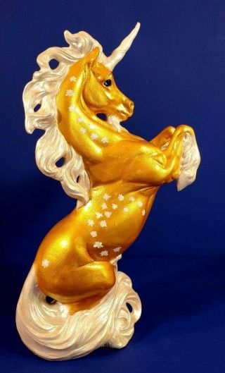 HAND PAINTED CERAMIC GOLDEN REARING UNICORN STALLION - SIGNED BY ARTIST 4