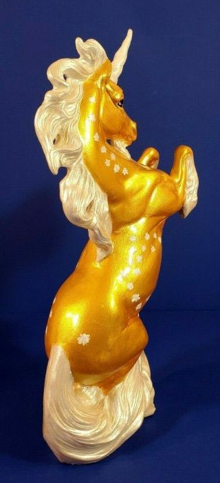 HAND PAINTED CERAMIC GOLDEN REARING UNICORN STALLION - SIGNED BY ARTIST 5