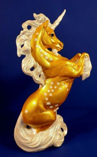 HAND PAINTED CERAMIC GOLDEN REARING UNICORN STALLION - SIGNED BY ARTIST 6