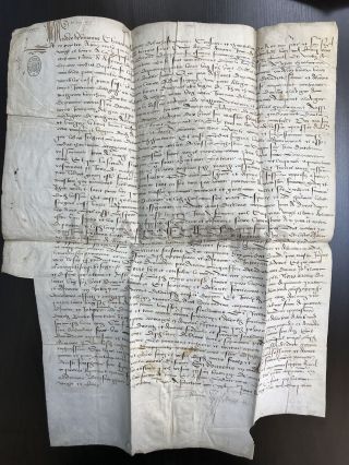 1529 French Signed Manuscript Document On Vellum - Oversized 18 " X 23 "