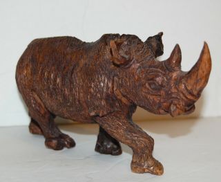 Rinoceros Hand Carved Wood Rhino African Rhino Wood Rhino From Eclectic Cool