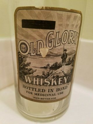 Antique OLD GLORY Whiskey Labeled Quart Bottle 2
