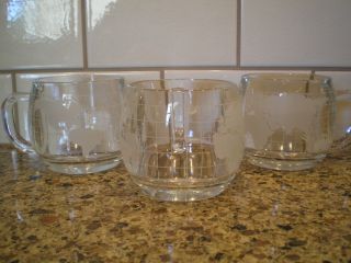 Vintage Three Coffee Mugs Tea Cups Nescafe Nestle World Globe Glass