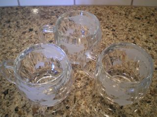 VINTAGE THREE COFFEE MUGS TEA CUPS NESCAFE NESTLE WORLD GLOBE GLASS 2