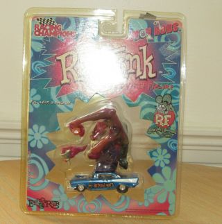 Ed Roth MOD RODS RAT FINK Blue 57 Chevy DIE CAST CAR & FIGURE Racing CHampions 2