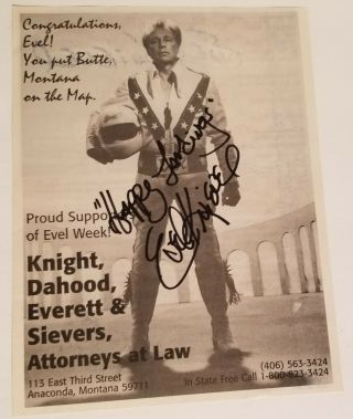 Evel Knievel Daredevil - Hand Signed Autographed Black And White Paper Flyer 4