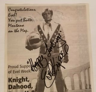Evel Knievel Daredevil - Hand Signed Autographed Black And White Paper Flyer 5