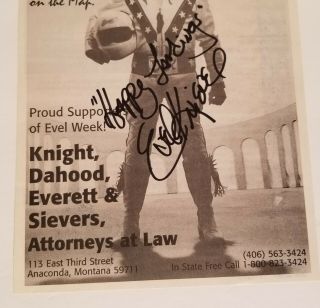 Evel Knievel Daredevil - Hand Signed Autographed Black And White Paper Flyer 6