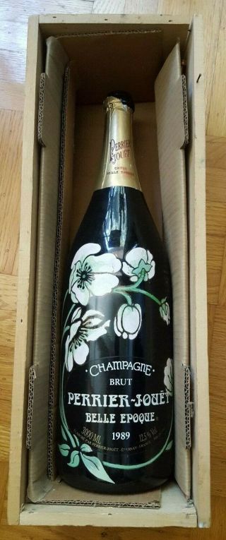 Perrier Jouet Belle Epoque 3l Champagne Bottle Jeroboam Empty With Wooden Box
