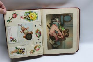 Antique Victorian Scrapbook Pat.  March 1883 Diecut Trade Card Album 6