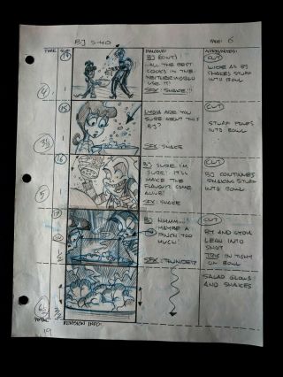 Beetlejuice 1989 Tv Series Animation Production Hand Drawn Storyboard Page 6