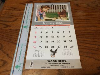 Vintage 1955 Ji Case Tractors Calendar Wood Bros Greely Nebraska 900 La