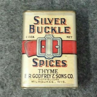 Silver Buckle 2 Oz.  Thyme Spice Tin E.  R.  Godfrey & Son 