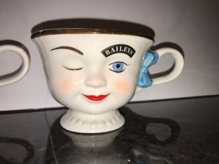 2 Baileys Irish Cream YUM Cups Winking Eye Face Mr & Mrs Coffee Tea Mugs Couple 3