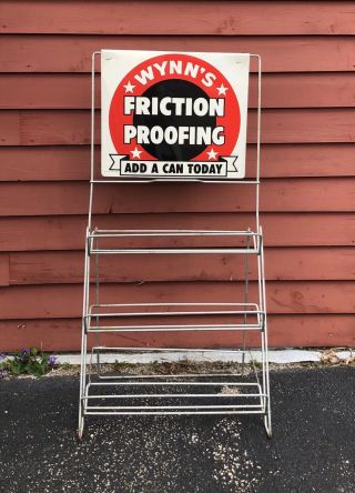 Vintage Wynn’s Friction Proofing Gas Service Station Garage Rack Sign 35x13x17