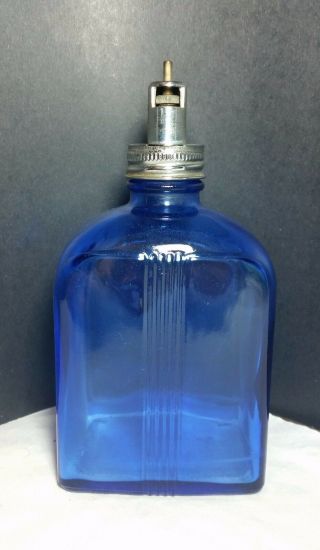 Vtg Antique 1930’s Blue Glass Lithograph Ink Bottle