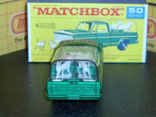 Matchbox Lesney Ford Kennel Truck 50 c1 white grille dogs SC1 VNM crafted box 6
